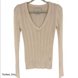 American Eagle Cable Knit V-Knit Sweater